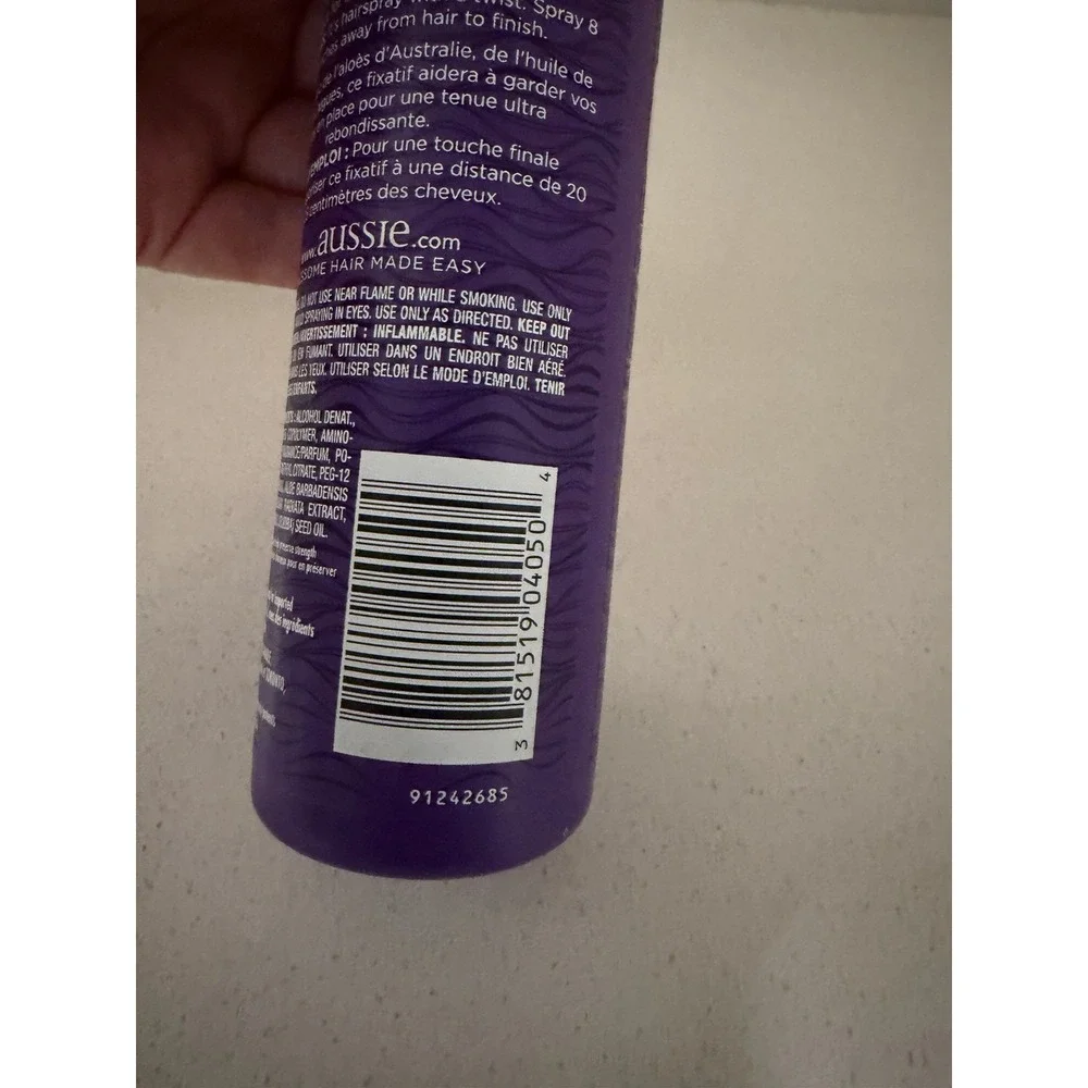 Aussie Sprunch Hair Spray 8.5oz Strong Hold 24Hr Curl Lock Original Formula